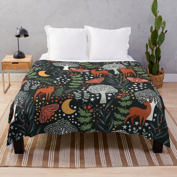 Item preview, Full-Moon forest: Whimsical Woodland Nightscape with Deer and Moths designed and sold by BlueLela.