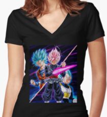 Goku Black VS Saiyans Women's Fitted V-Neck T-Shirt