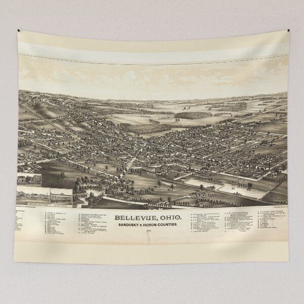 Item preview, Aerial View of Bellevue Ohio Sandusky & Huron counties (1888) designed and sold by allhistory.