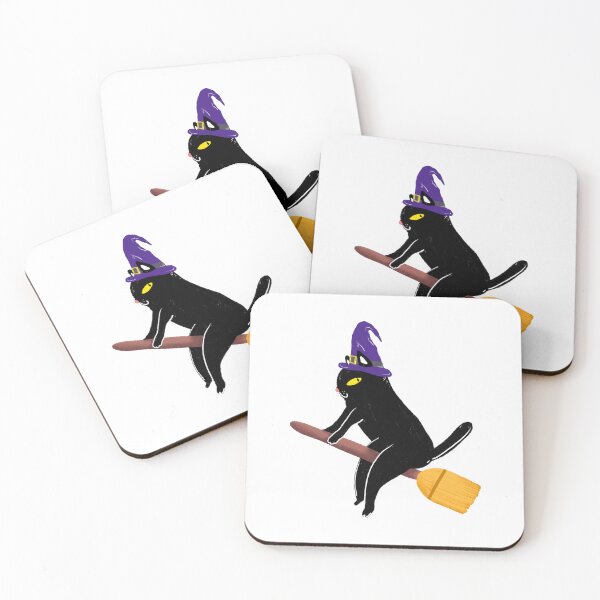 Item preview, Black cat wearing a witch hat designed and sold by ArndtDesign.