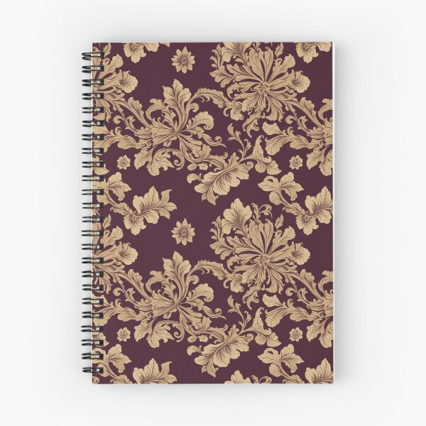 Aperçu de l'œuvre Motif damassé floral bordeaux et doré créée et vendue par FlowerMeFlorals.