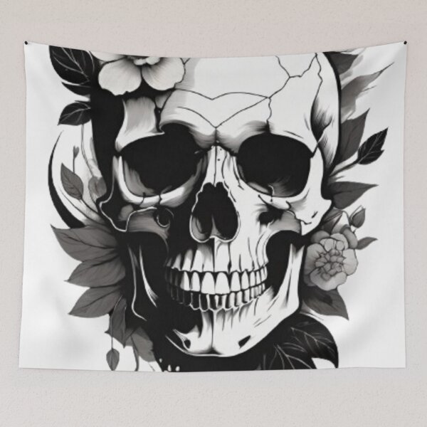 Item preview, skull and  flowers ink art designed and sold by optimusprime39.