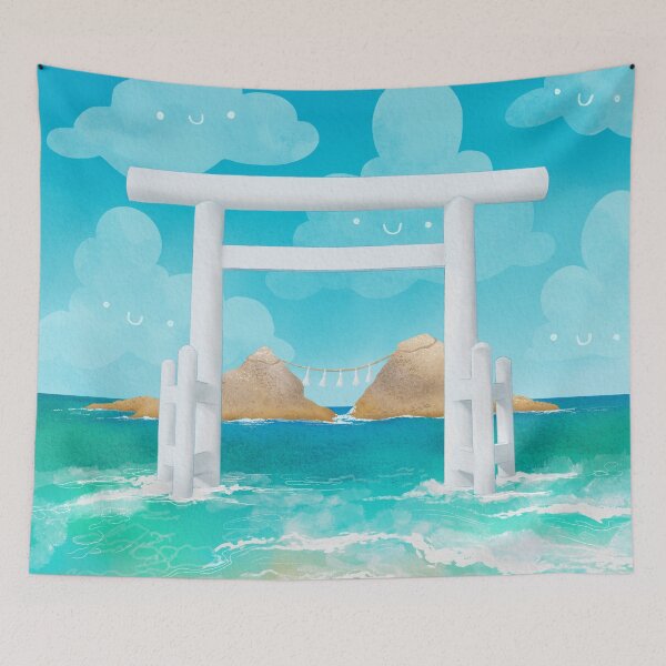 Item preview, Fukuoka Itoshima Japan White Torii Gate designed and sold by SugarMochi.