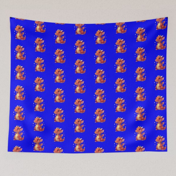 Item preview, Lucky Happy Red Baby Dragon | Electric Blue designed and sold by PinkGoddessLove.