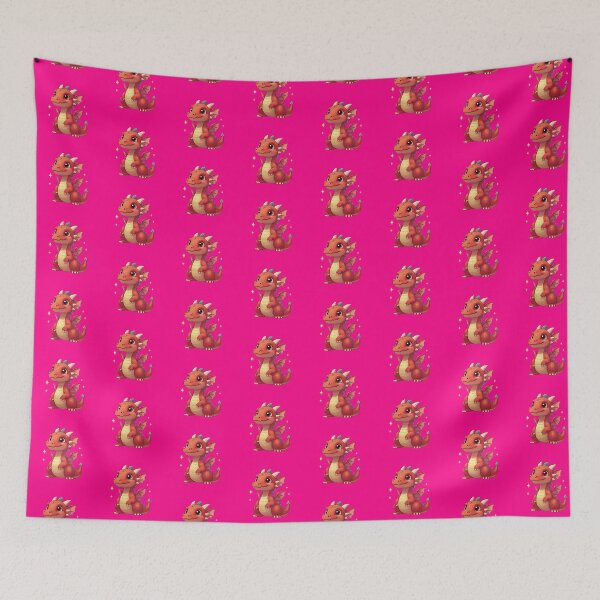 Item preview, Lucky Happy Red Baby Dragon | Hot Pink designed and sold by PinkGoddessLove.