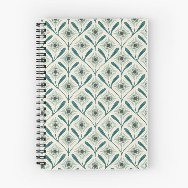 Item preview, KF 0300 C - Vintage Retro Daisy 70s Floral Pattern in Teal Turquoise Cream designed and sold by KhakiFinch.