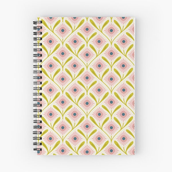 Item preview, KF 0300 A - Vintage Retro Daisy 70s Floral Pattern in Pink Green Cream designed and sold by KhakiFinch.