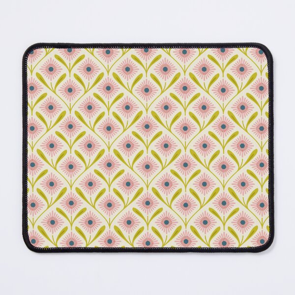 Item preview, KF 0300 A - Vintage Retro Daisy 70s Floral Pattern in Pink Green Cream designed and sold by KhakiFinch.