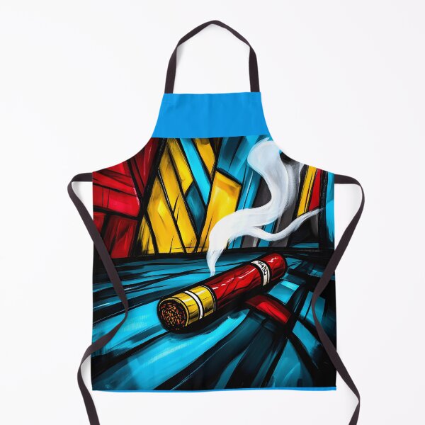 Item preview, Cigar Emitting Smoke Against Vibrant Red Yellow Blue Geometric Shapes - Dynamic Composition AI Generated designed and sold by OlfactoART Studio.