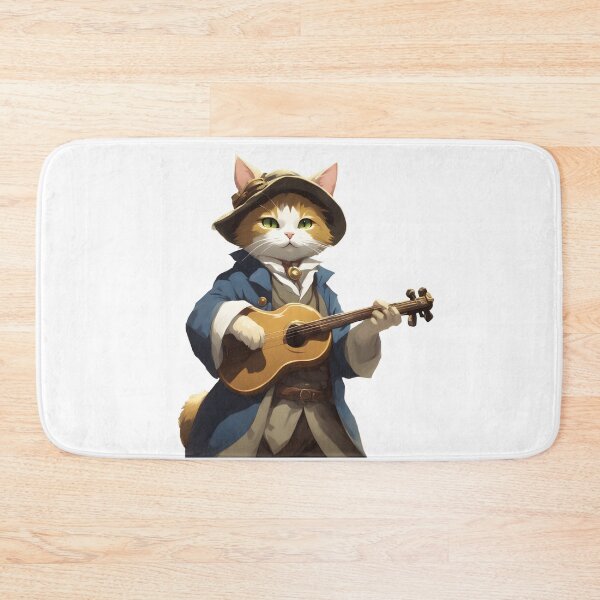 Item preview, Cute Golden Tabby Bard Cat with Ukulele - Minimal Fantasy Design designed and sold by CrownedCanvas.