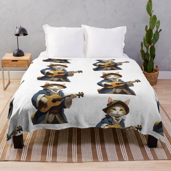 Item preview, Cute Golden Tabby Bard Cat with Ukulele - Minimal Fantasy Design designed and sold by CrownedCanvas.