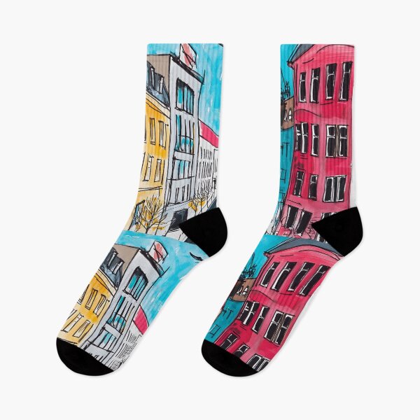 Item preview, Bustling Street Between Colorful Buildings Leading to Grand Domed Cathedral - Vibrant Urban Scene AI Digital Art designed and sold by OlfactoART Studio.