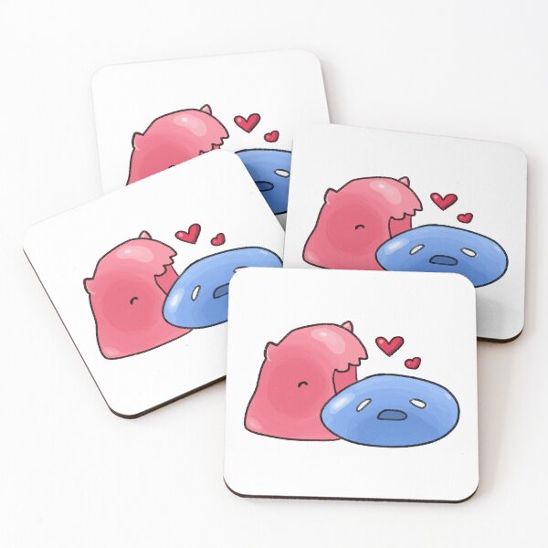 Item preview, A pink cat slime and blue slime couple designed and sold by DuckhatsMcGee.