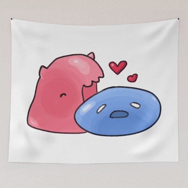 Item preview, A pink cat slime and blue slime couple designed and sold by DuckhatsMcGee.