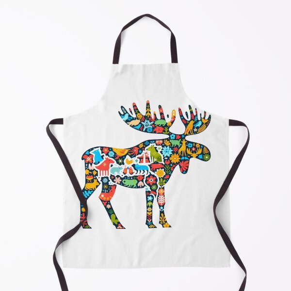 Item preview, Scandinavian Folk Art Cute Patterned Moose designed and sold by FOLK ART FUSION by heidiannemorris.
