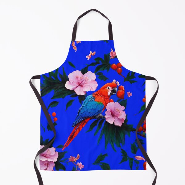 Item preview, FLORAL AND TROPICAL PATTERN O13 - Gift items and personal use / Parrot, Macaw, Leaves, Blue, Tropical, Jungle, Hawaiian, Cherries, Art designed and sold by LumDesignArt.