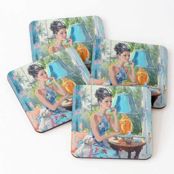 Item preview, Girl with a blue budgie, grandmillennial art designed and sold by SophieClimaArt.