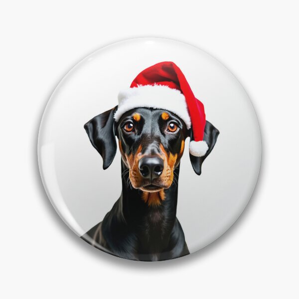 Item preview, Funny Dobermann dog wearing christmas hat designed and sold by LazyOwlStore.