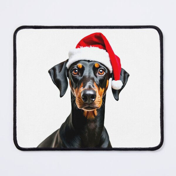 Item preview, Funny Dobermann dog wearing christmas hat designed and sold by LazyOwlStore.