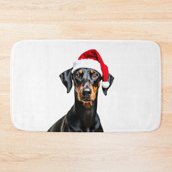 Item preview, Funny Dobermann dog wearing christmas hat designed and sold by LazyOwlStore.