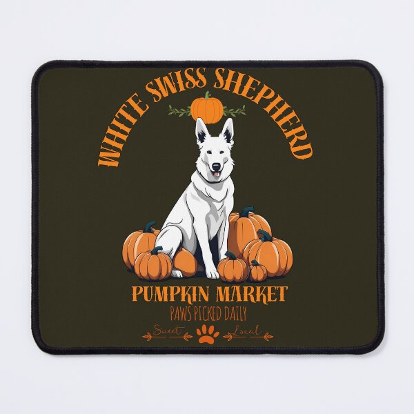 Item preview, Pumpkin Market: white swiss shepherd groenendael with Pumpkins and Seasonal Text designed and sold by GoodyPaws.