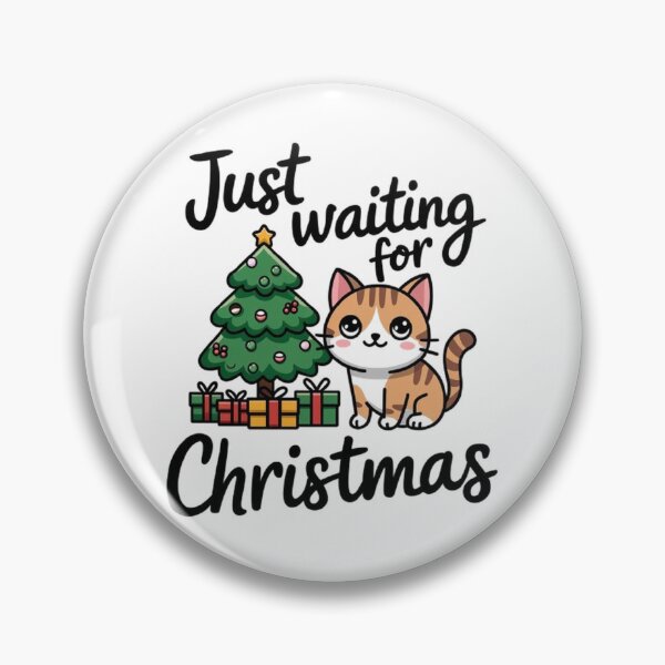 Item preview, Cute Kawaii Cat Christmas T-Shirt: 'Just Waiting for Christmas' Illustration designed and sold by masteryStore.