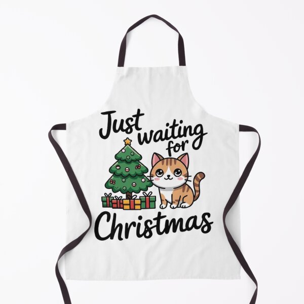 Item preview, Cute Kawaii Cat Christmas T-Shirt: 'Just Waiting for Christmas' Illustration designed and sold by masteryStore.
