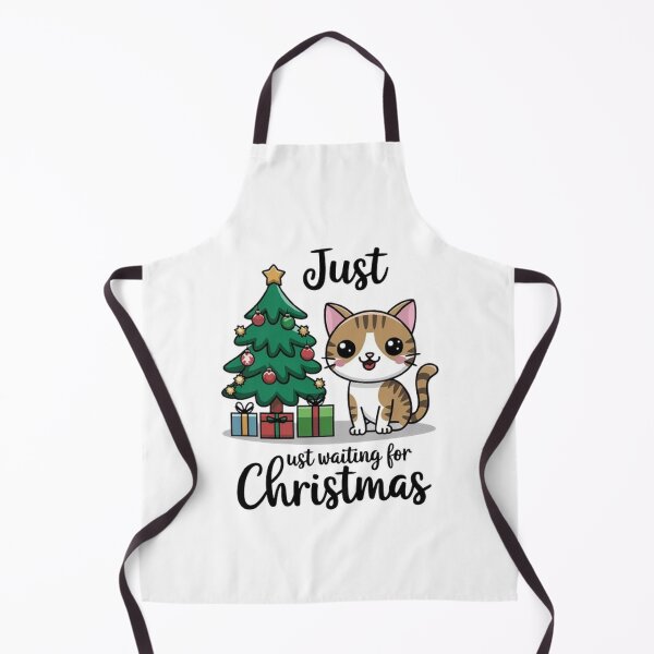 Item preview, Cute Kawaii Cat Christmas T-Shirt: 'Just Waiting for Christmas' Illustration designed and sold by masteryStore.