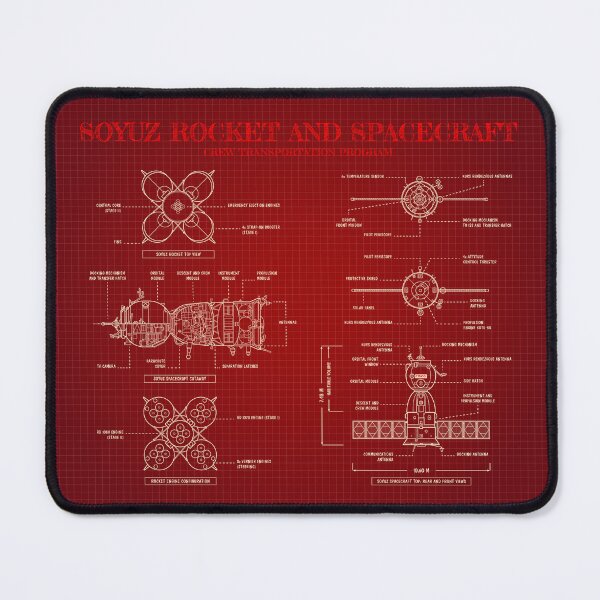 Item preview, Soyuz Rocket and Spacecraft (Red Blueprint) designed and sold by BGALAXY.