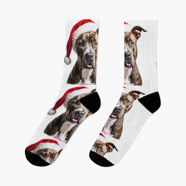 Item preview, Funny Pit bull dog wearing christmas hat designed and sold by LazyOwlStore.