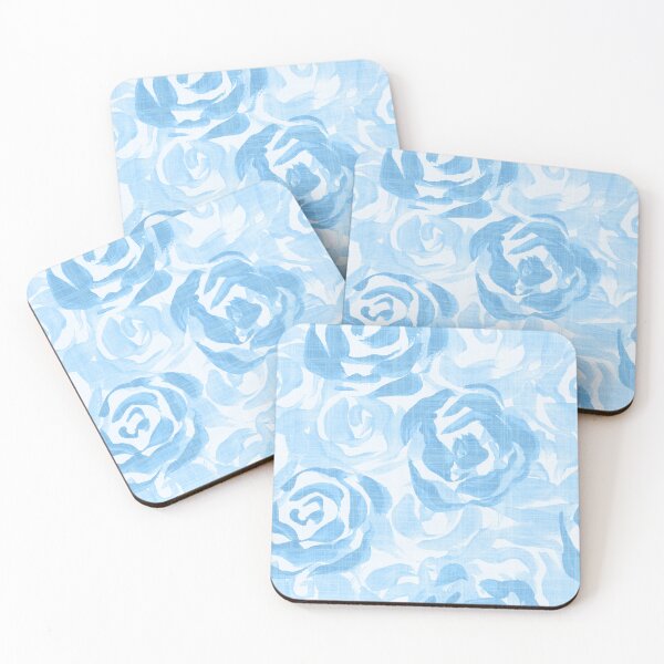 Item preview, All over painterly texture roses with linen texture - Blue designed and sold by JasmineGDesigns.