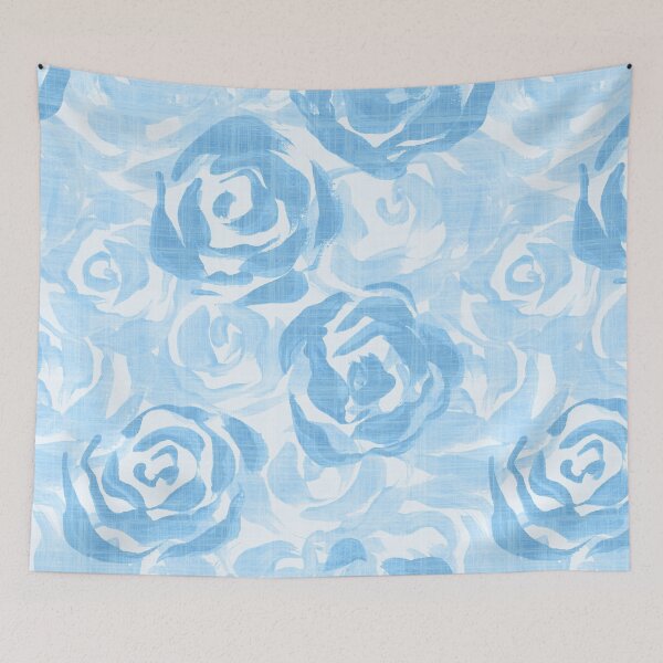 Item preview, All over painterly texture roses with linen texture - Blue designed and sold by JasmineGDesigns.