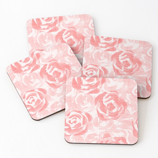 Item preview, All over painterly texture roses with linen texture - Pink designed and sold by JasmineGDesigns.