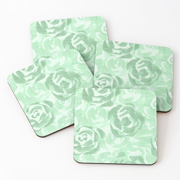 Item preview, All over painterly texture roses with linen texture - Green designed and sold by JasmineGDesigns.