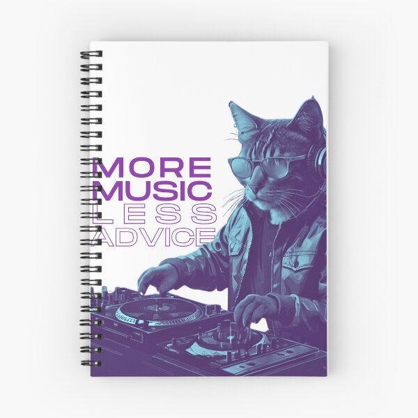 Item preview, more music less advice quote from a dj house cat design for an essential t-shirt designed and sold by puurfectcat.