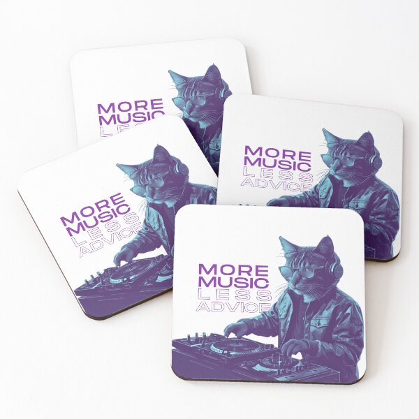 Item preview, more music less advice quote from a dj house cat design for an essential t-shirt designed and sold by puurfectcat.