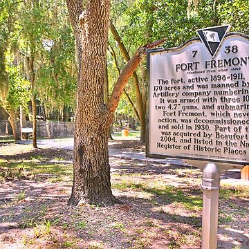 Artwork thumbnail, Beaufort South Carolina Fort Fremont Historical Marker by LisaWootenPhoto