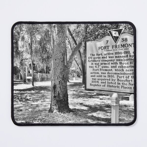 Item preview, Beaufort South Carolina Fort Fremont Historical Marker Black And White designed and sold by LisaWootenPhoto.
