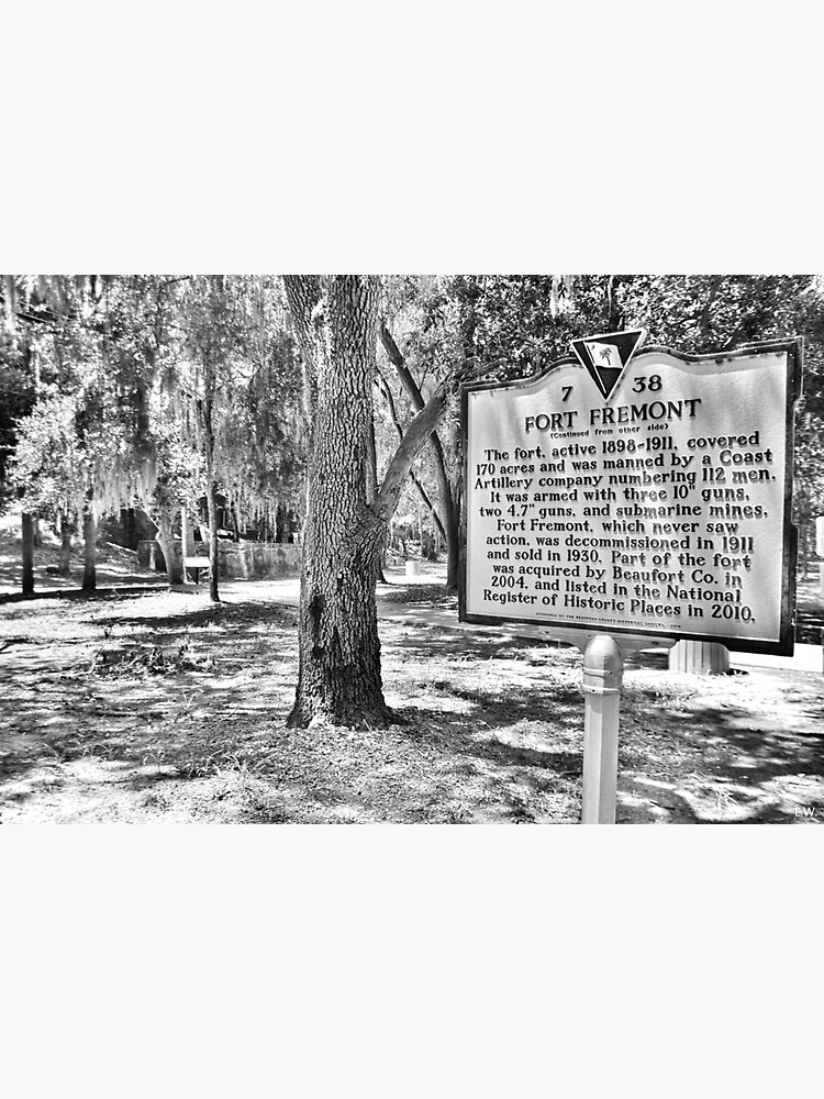 Thumbnail 3 of 3, Sticker, Beaufort South Carolina Fort Fremont Historical Marker Black And White designed and sold by LisaWootenPhoto.