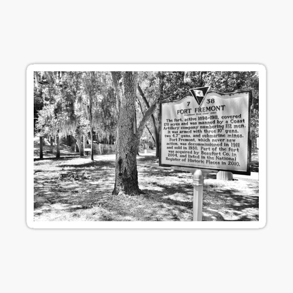 Item preview, Beaufort South Carolina Fort Fremont Historical Marker Black And White designed and sold by LisaWootenPhoto.