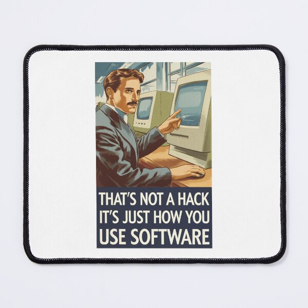 Item preview, Nikola Tesla's Advice for 2024: That's Not a Hack, It's Just How You Use Software - Retro Tech Poster designed and sold by SorryFrog.