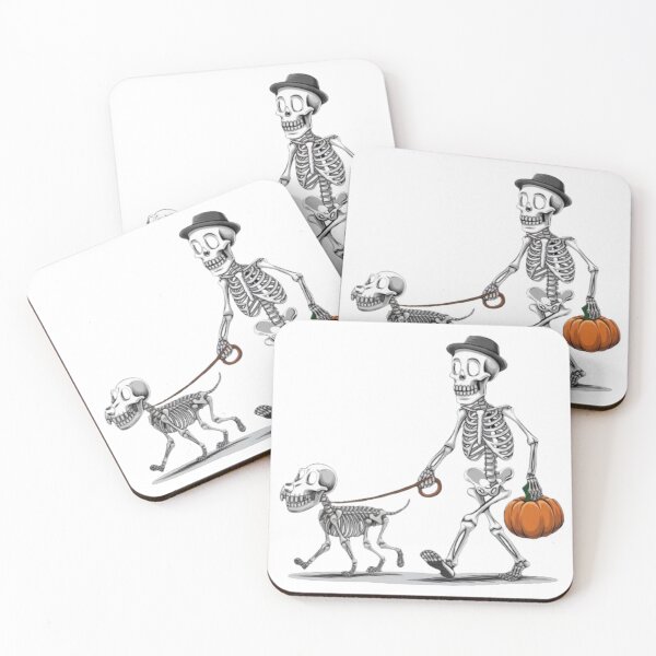 Item preview, Skeleton with a dog on a walk - Halloween adventure designed and sold by FugitiveLJ27.
