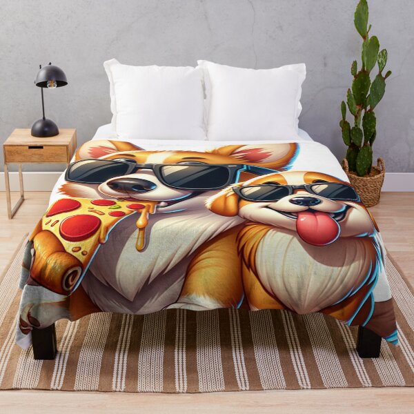 Item preview, Cool Sunglasses Corgi and Beagle eating Pizza designed and sold by MeroroGraphics.