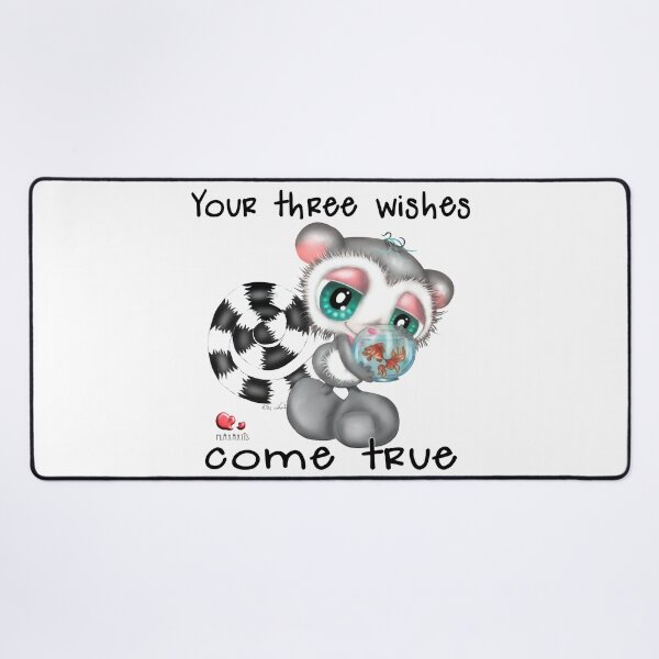 Item preview, Magical Lemur with Goldfish Wish Bowl – Your Three Wishes Come True Fantasy Style designed and sold by Plakartis.