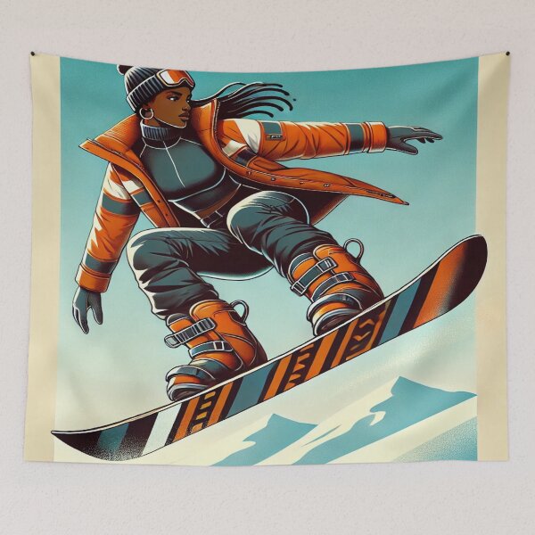 Item preview, Confident Dark-Skinned Female Snowboarder designed and sold by Genady.