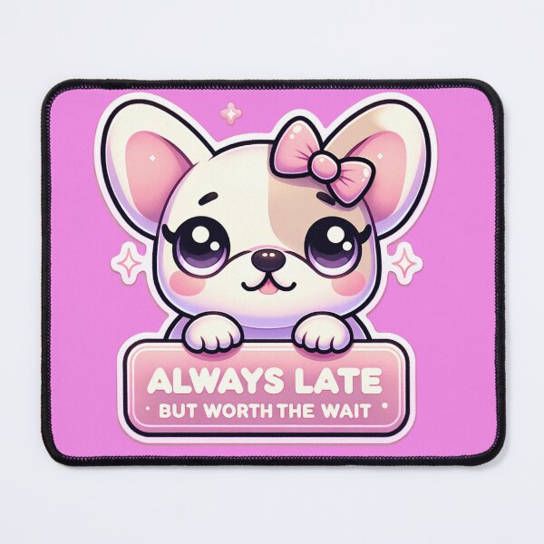 Item preview, Cute Frenchie, always late but worth the wait stickers and more designed and sold by CRandRRstickers.