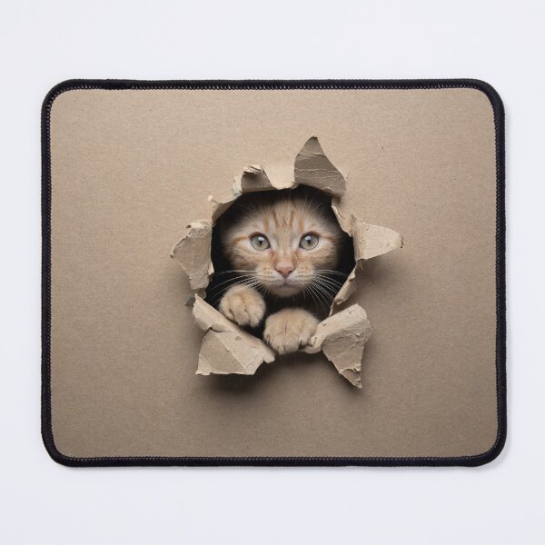 Item preview, Curious kitten looks through a hole in the box designed and sold by furryfritz.