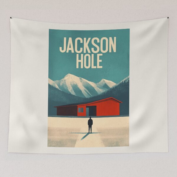 Item preview, Jackson Hole Cabin Art Print designed and sold by Retro Travel Design.