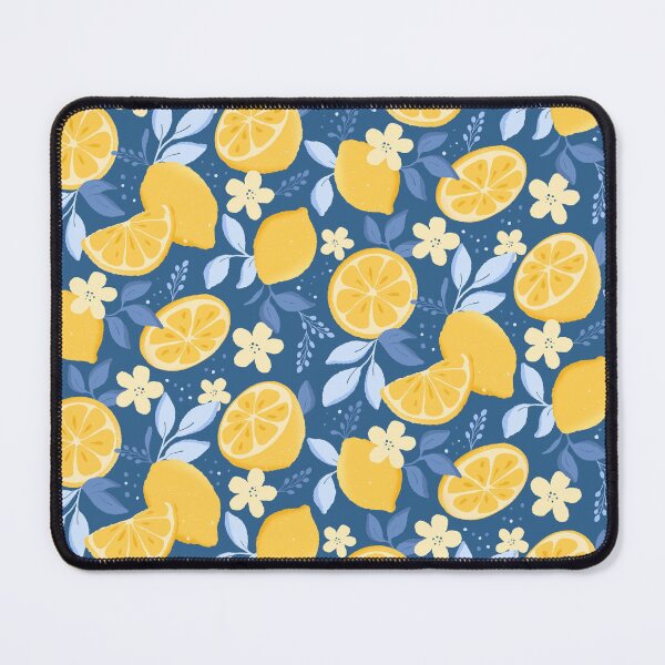 Item preview, Bright Lemon And Floral Design On Blue designed and sold by JaselviiStudio.