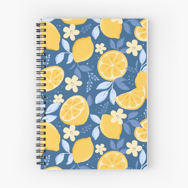 Item preview, Bright Lemon And Floral Design On Blue designed and sold by JaselviiStudio.